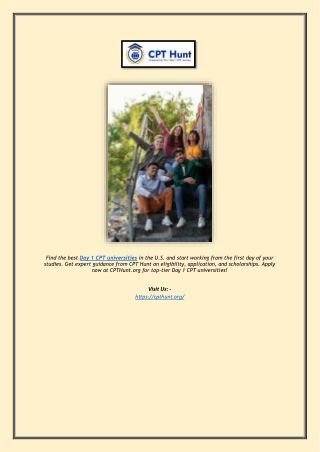 Top Day 1 CPT Universities | Study & Work in the U.S. | CPT Hunt