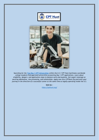 Best Top Day 1 CPT Universities – Apply Today with CPT Hunt