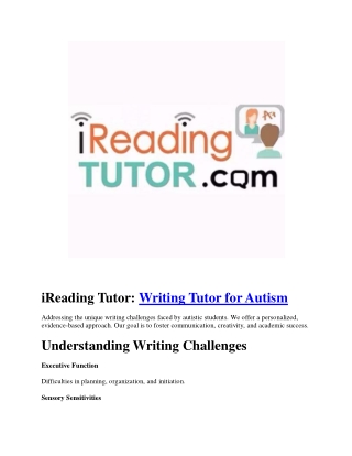 iReading Tutor Writing Tutor for Autism