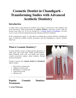 Cosmetic Dentist in Chandigarh