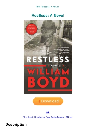 PDF Restless A Novel