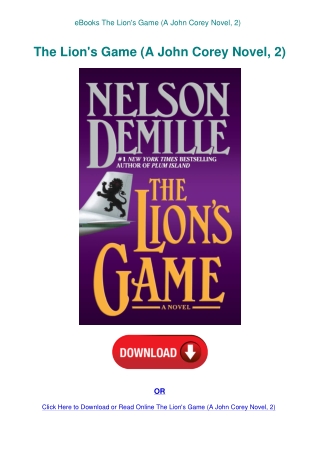 eBooks The Lion's Game (A John Corey Novel  2)