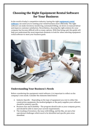 Choosing the Right Equipment Rental Software for Your Business