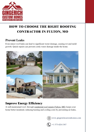 Residential Roof Repairs Fulton MO