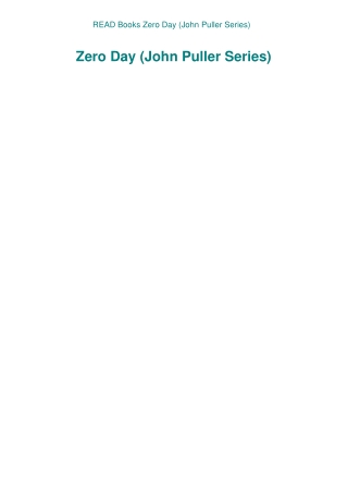 READ Books Zero Day (John Puller Series)