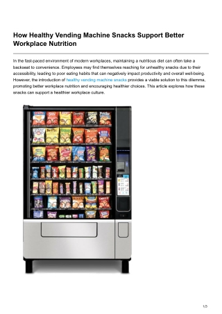 How Healthy Vending Machine Snacks Support Better Workplace Nutrition