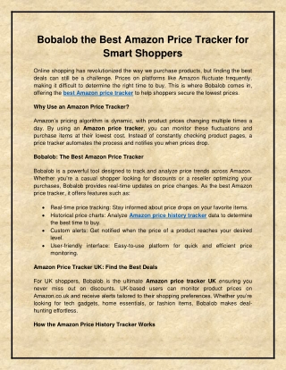 Bobalob The Best Amazon Price Tracker for Smart Shoppers