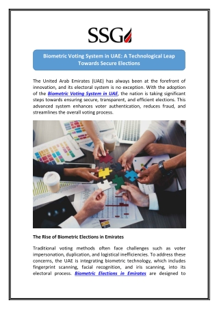 Secure Elections with SSG Biometric Voting System in UAE