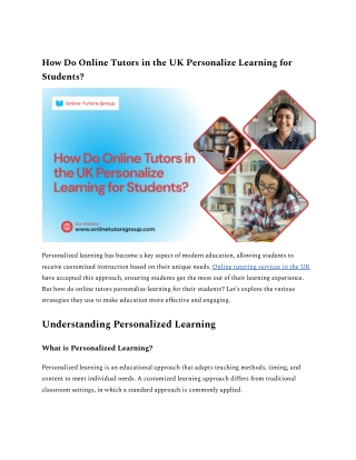 How Do Online Tutors in the UK Personalize Learning for Students