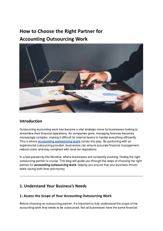 How to Choose the Right Partner for Accounting Outsourcing Work