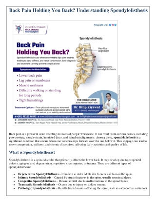 Back Pain & Spondylolisthesis Symptoms, Treatment & Expert Care
