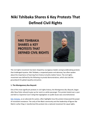 Niki Tshibaka Shares 6 Key Protests That Defined Civil Rights