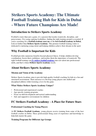 Fc strikers football academy