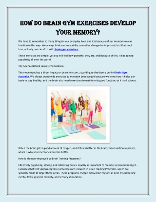 How Do Brain Gym Exercises Develop Your Memory