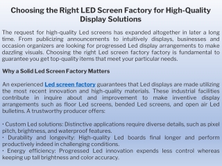 Choosing the Right LED Screen Factory for High-Quality Display Solutions