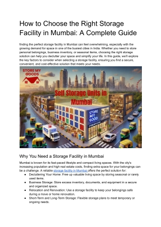 How to Choose the Right Storage Facility in Mumbai_ A Complete Guide