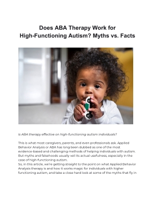 Does ABA Therapy Work for High-Functioning Autism