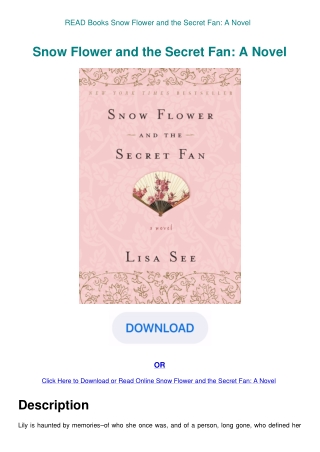 READ Books Snow Flower and the Secret Fan A Novel