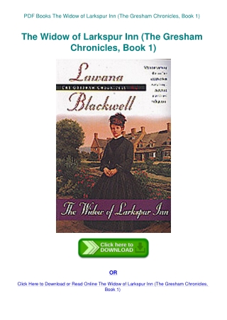 PDF Books The Widow of Larkspur Inn (The Gresham Chronicles  Book 1)