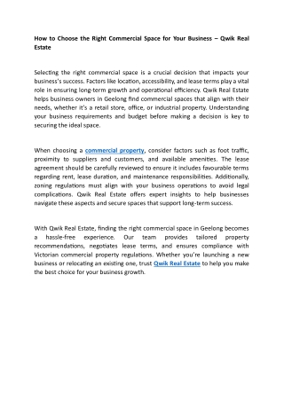 How to Choose the Right Commercial Space for Your Business