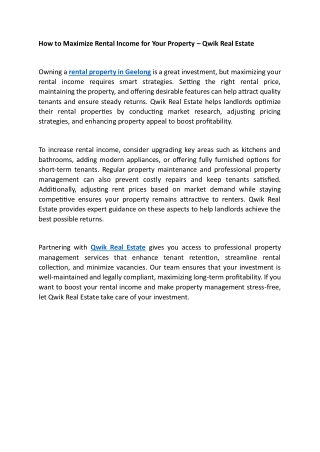 How to Maximize Rental Income for Your Property