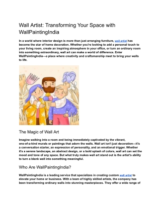 Wall Artist_ Transforming Your Space with WallPaintingIndia