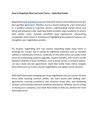 How to Negotiate Rent and Lease Terms