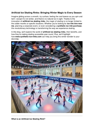 Artificial Ice Skating Rinks: Bringing Winter Magic to Every Season