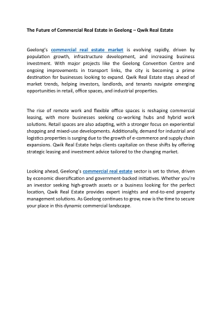 The Future of Commercial Real Estate in Geelong