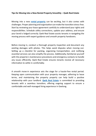 Tips for Moving into a New Rental Property Smoothly