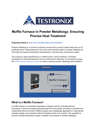 Muffle Furnace in Powder Metallurgy  Ensuring Precise Heat Treatment