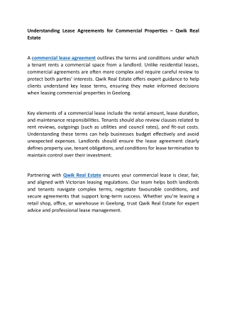 Understanding Lease Agreements for Commercial Properties
