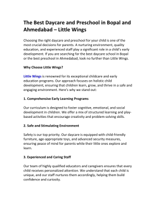 Best Daycare School in Ahmedabad – Safe & Fun Environment