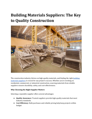 Building Materials Suppliers_ The Key to Quality Construction