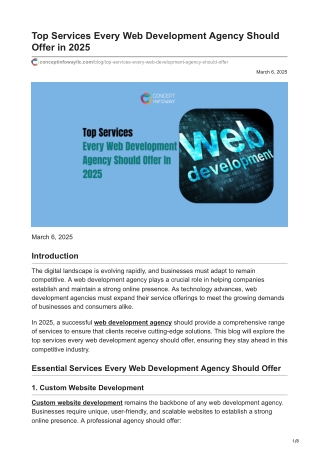 Top Services Every Web Development Agency Should Offer in 2025