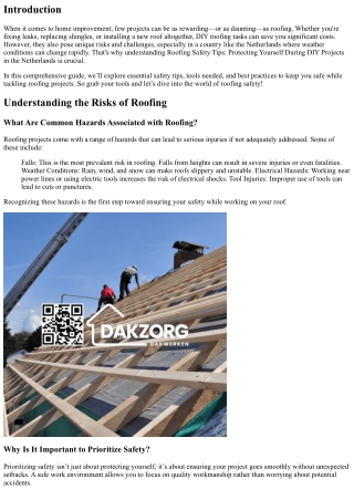 Roofing Safety Tips: Protecting Yourself During DIY Projects in the Netherlands