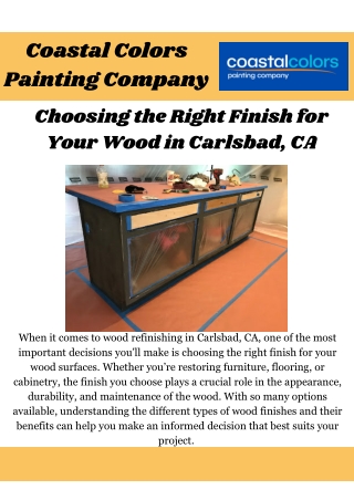Choosing the Right Finish for Your Wood in Carlsbad, CA