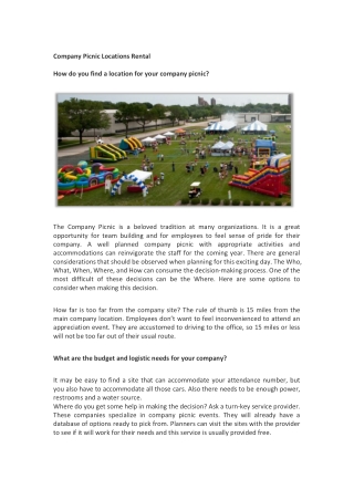 Top Company Picnic Locations for Team Building & Fun - Go Elite Events