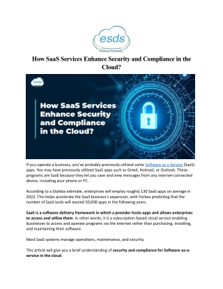 How SaaS Services Enhance Security and Compliance in the Cloud