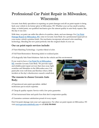 Car Paint Damage Repair