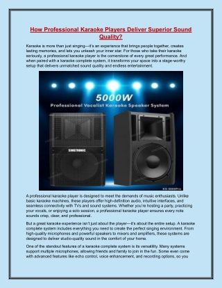 How Professional Karaoke Players Deliver Superior Sound Quality