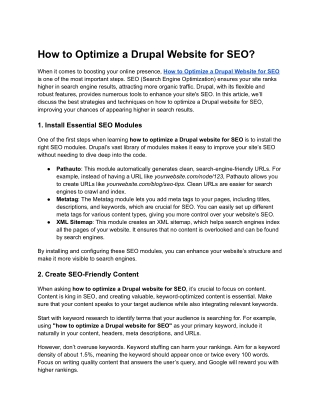 How to Optimize a Drupal Website for SEO