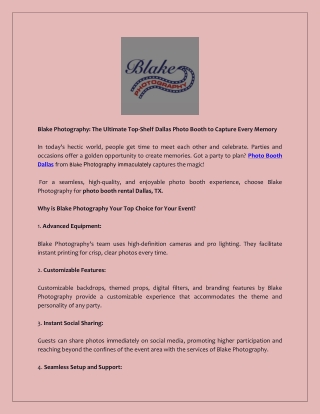 Blake Photography: The Ultimate Top-Shelf Dallas Photo Booth to Capture Every Me