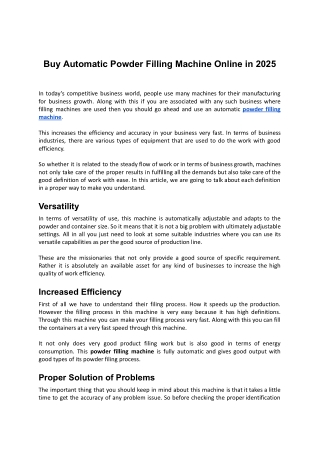 Buy Automatic Powder Filling Machine Online in 2025