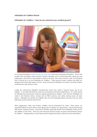 Inflatables for Toddlers – How do you entertain your smallest guests