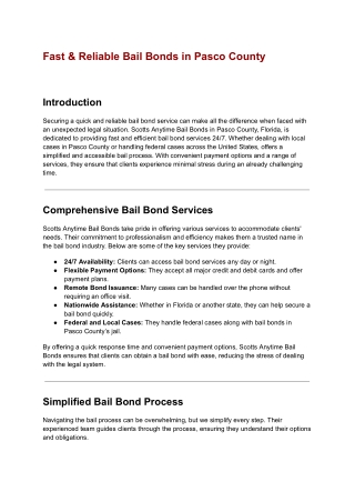 Fast & Reliable Bail Bonds in Pasco County – Scotts Anytime Bail Bonds