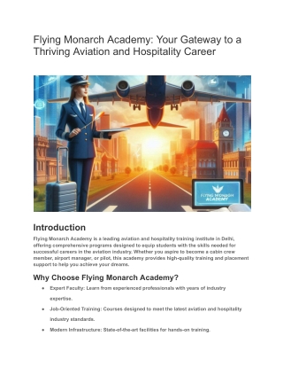 Flying Monarch Academy_ Your Gateway to a Thriving Aviation and Hospitality Career