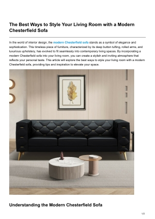 The Best Ways to Style Your Living Room with a Modern Chesterfield Sofa