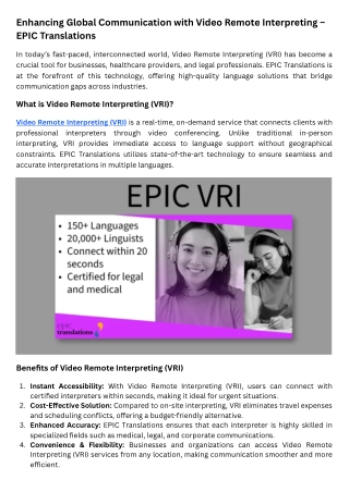 Enhancing Global Communication with Video Remote Interpreting – EPIC Translations