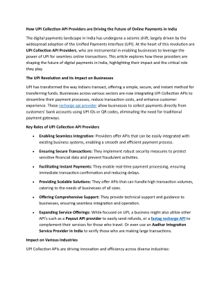 How UPI Collection API Providers are Driving the Future of Online Payments in India